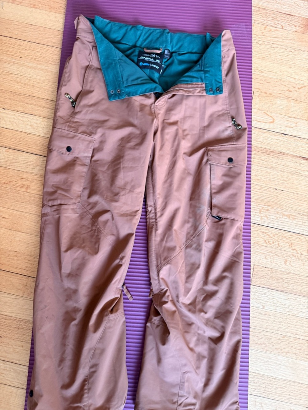 O'Neill Brown Cargo Pants with Teal Waistband